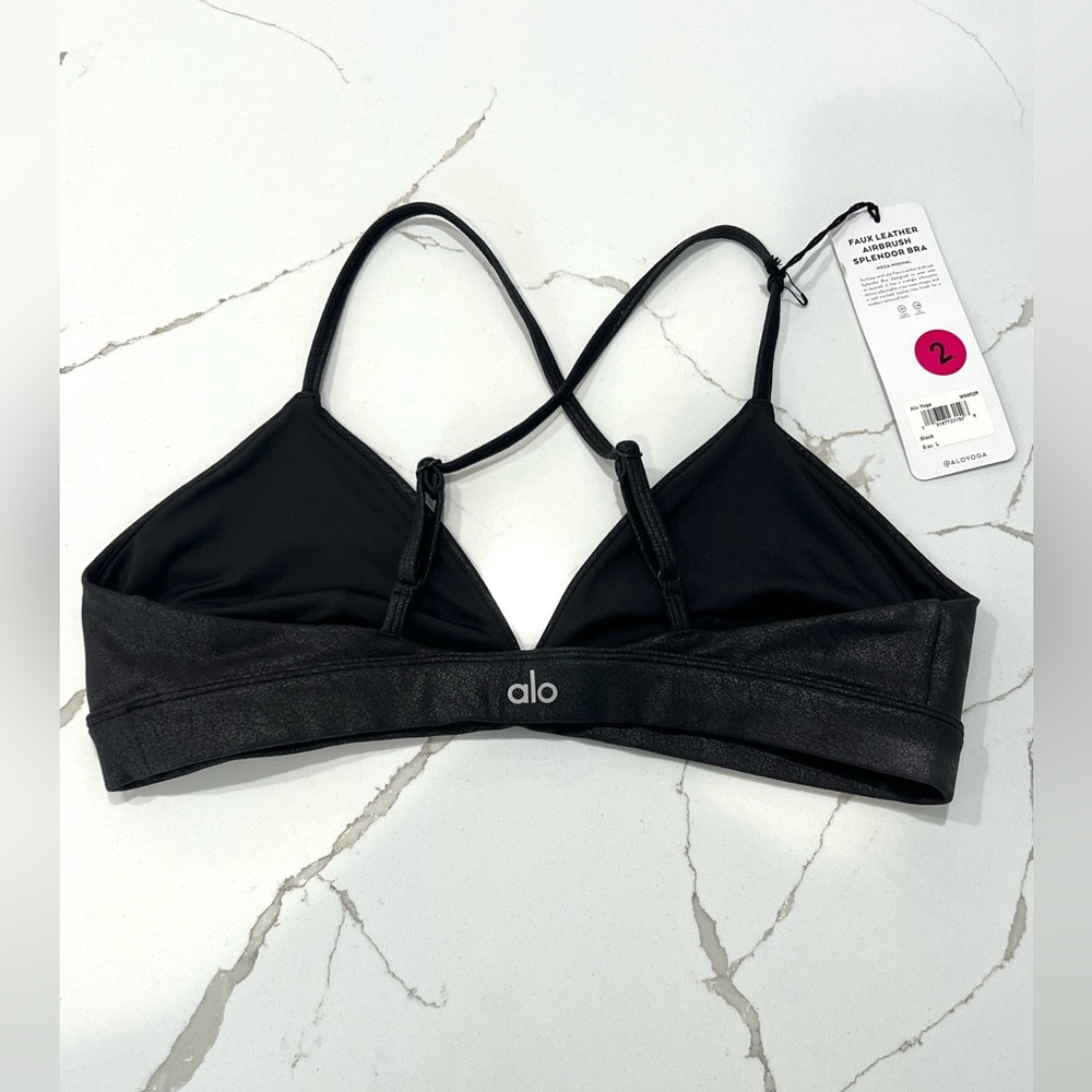 NWT ALO FAUX LEATHER AIRBRUSH SPLENDOR BRA